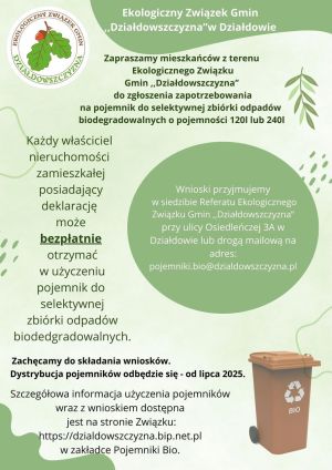 Bezpłatne pojemniki do selektywnej zbiórki odpadów biodegradowalnych - plakat