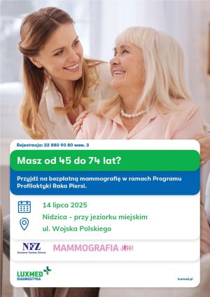 Bezpłatne badanie mammograficzne w Nidzicy - Lux Med - plakat
