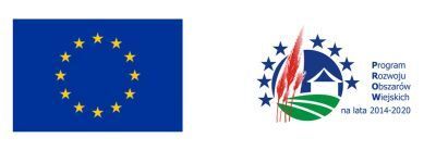 Flaga Unii Europejskiej i logo PROW