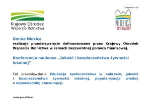 Plakat informacyjny o dofin. KOWR - Konferencja naukowa „Jakość i bezpieczeństwo żywności lokalnej”