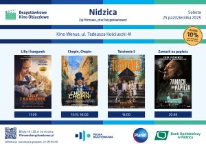 Bezgotówkowe Kino Objazdowe- Repertuar, Nidzica- pażdziernik 2025