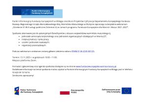 Ogłoszenie o bezpłatnym webinarium dotyczącym działania FEWM.01.06 E-usługi publiczne (Schemat A)