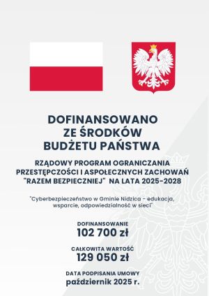 Plakat informacyjny "Rządowy Program Ograniczania Przestępczości i Aspołecznych Zachowań  Razem bezpieczniej"