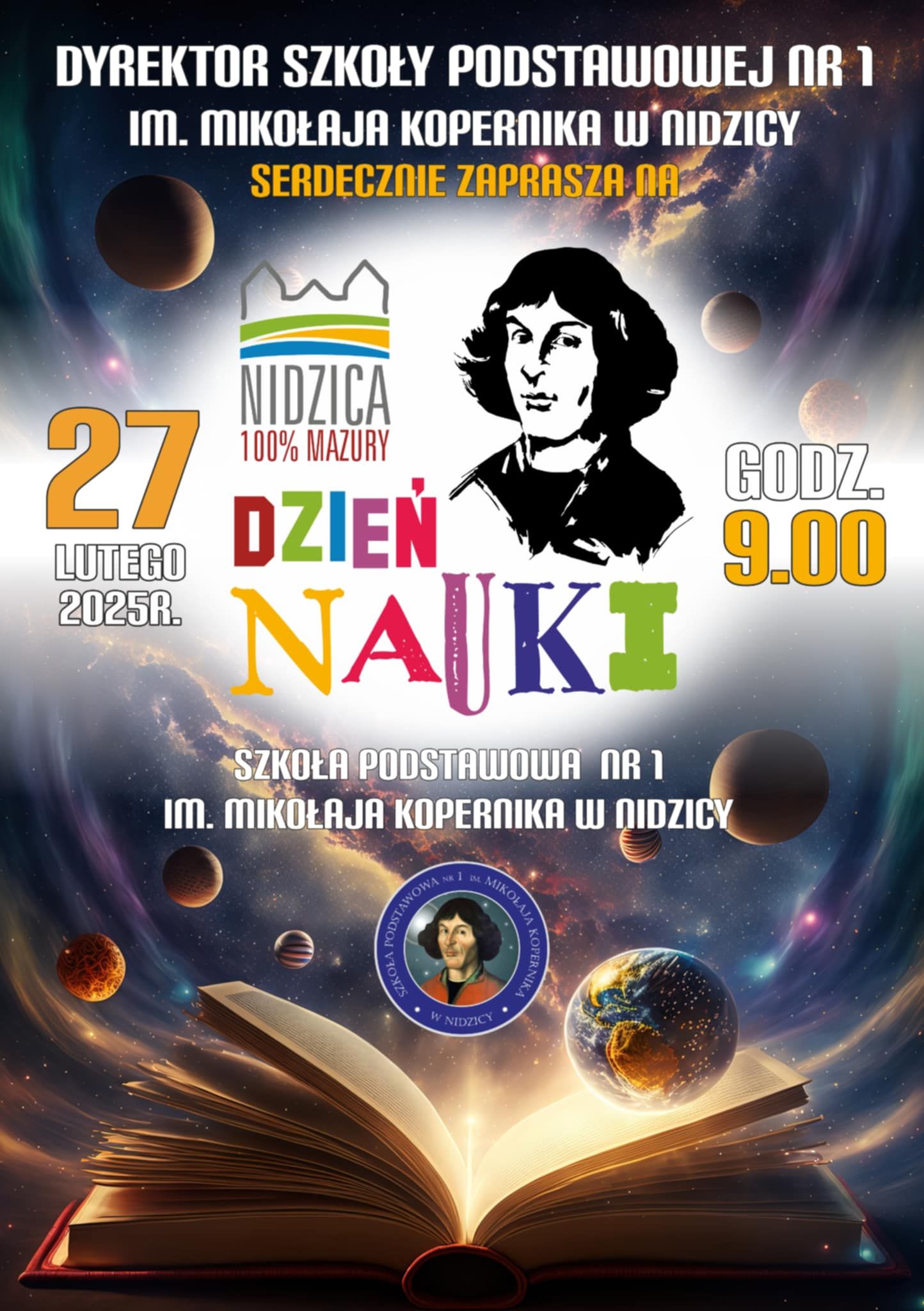 Dzień Nauki 2025 w Szkole Podstawowej nr 1 w Nidzicy - plakat