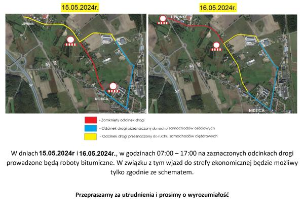 Informacja o czasowym zamknięciu odcinka drogi Nidzica - ul. Olsztyńska