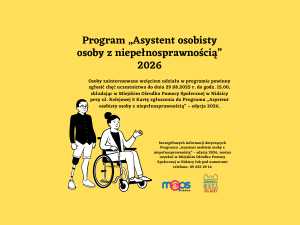 Ogłoszenie o naborze „Asystent osobisty osoby z niepełnosprawnością” dla Jednostek Samorządu Terytorialnego – edycja 2026